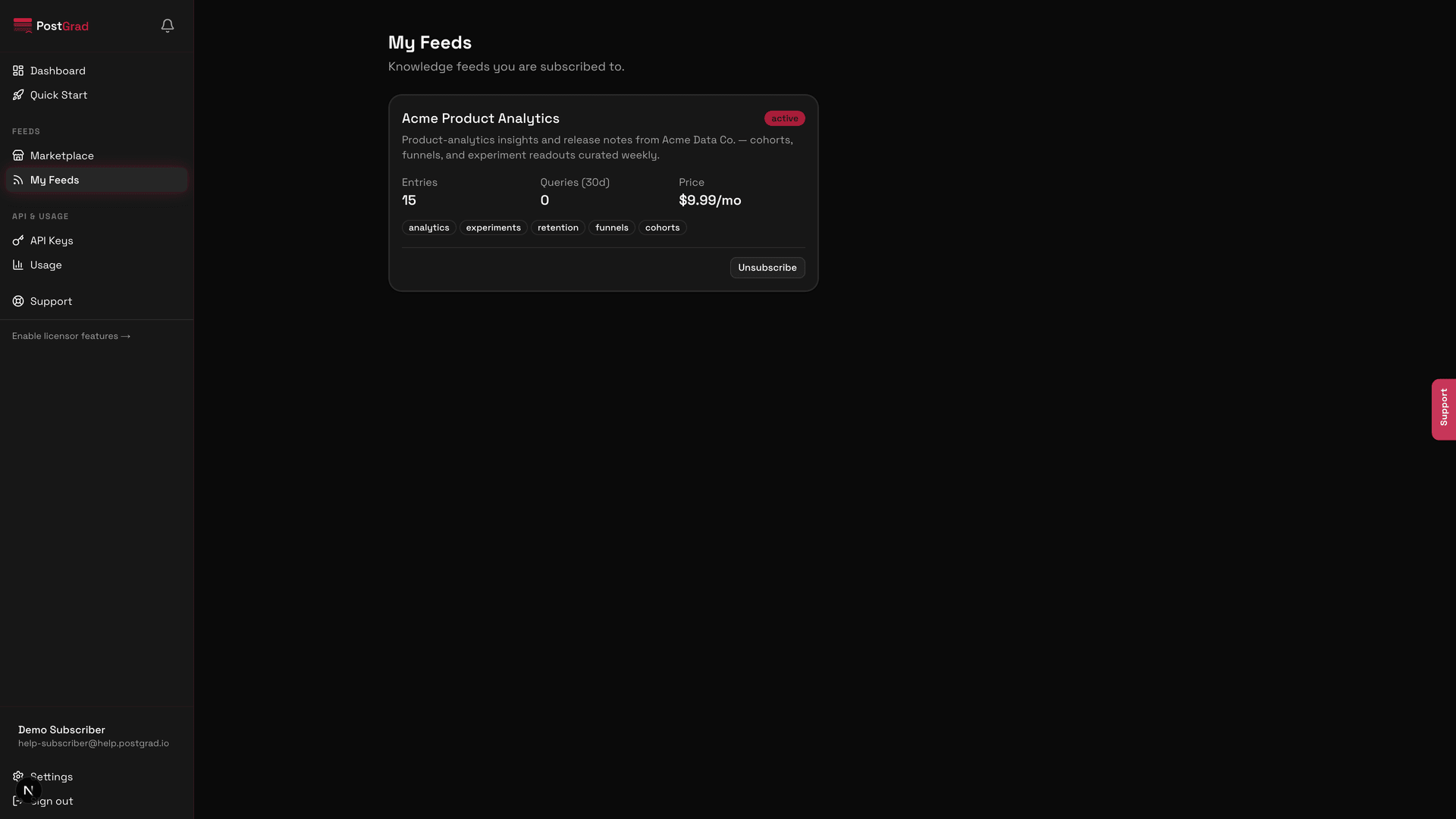 A confirmation dialog for cancelling a feed, showing the exact date access ends and the refund policy.