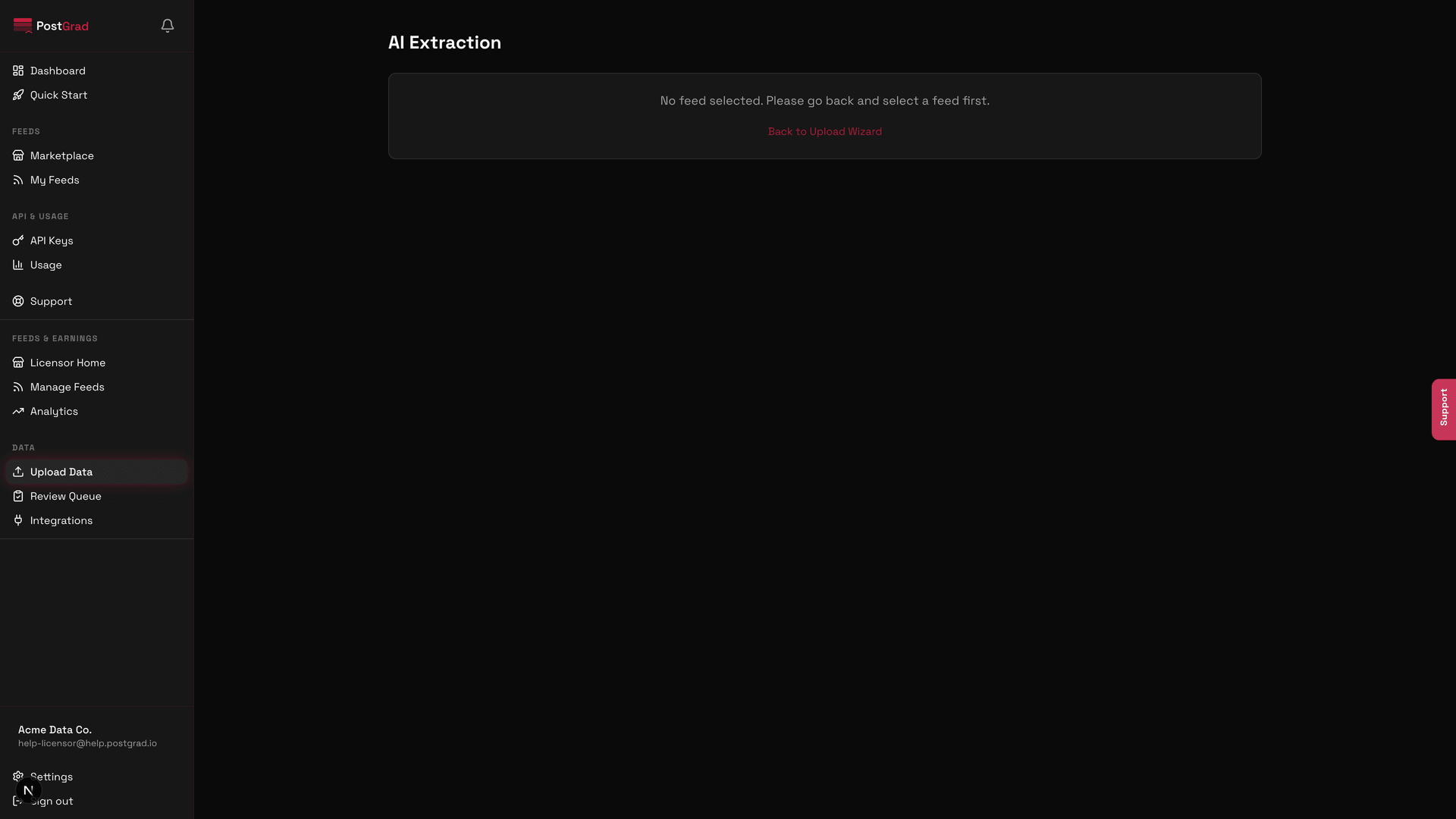 The paste upload screen showing a large textarea with sample text and an Extract button.